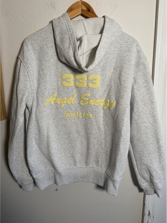 White Fox Boutique Tops - White Fox 333 Angel Energy Oversized Hoodie Gray Yellow Size XS/S